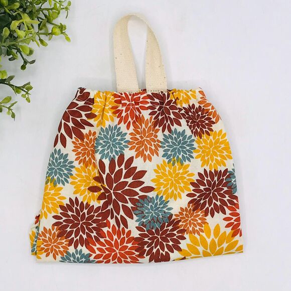 Grocery Bag Holder: Plastic Bag Organizer, Floral Dahlias Orange Yellow Blue - Picture 2 of 6